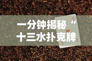 一分钟揭秘“十三水扑克牌怎么赢	”详细辅助软件教程
